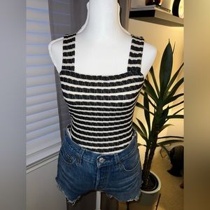 Charcoal, gray and white bodysuit